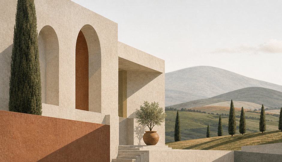Pastel Tuscan landscape