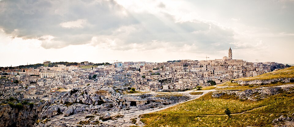The stone buildings and landscape of Matera